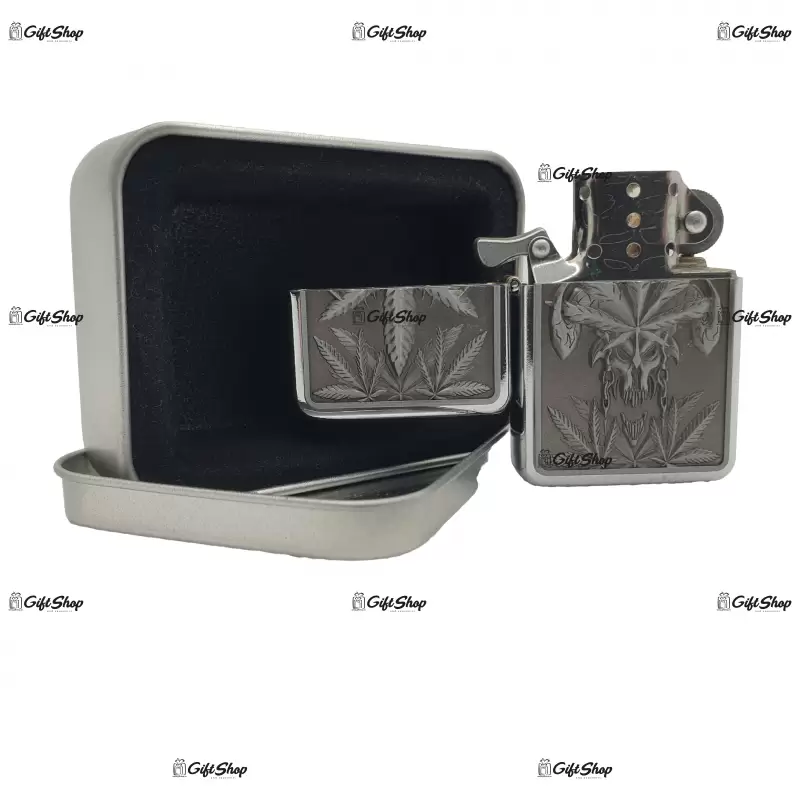 Marijuana black, bricheta gen zippo metalica model 6